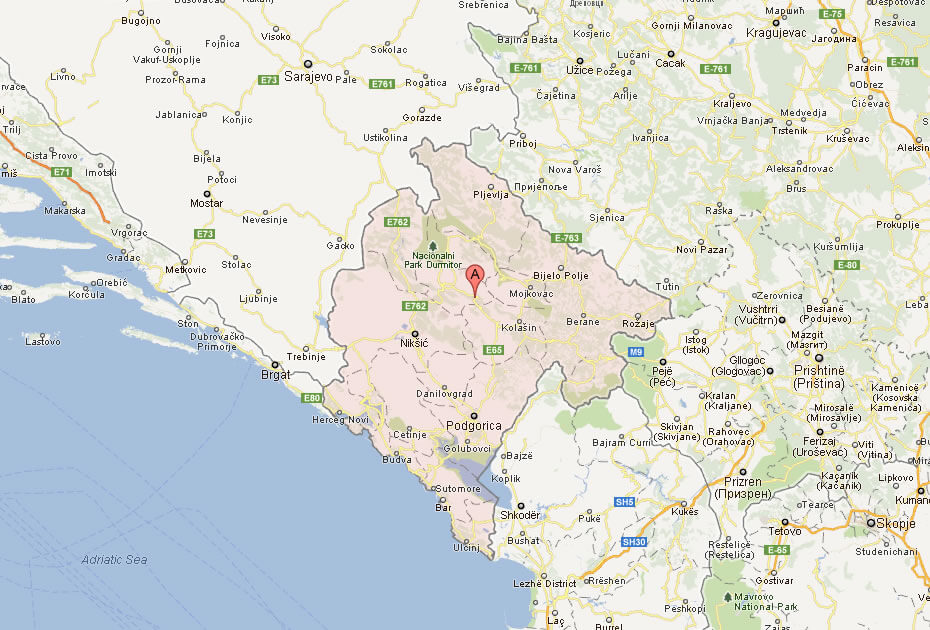 Google carte de Montenegro